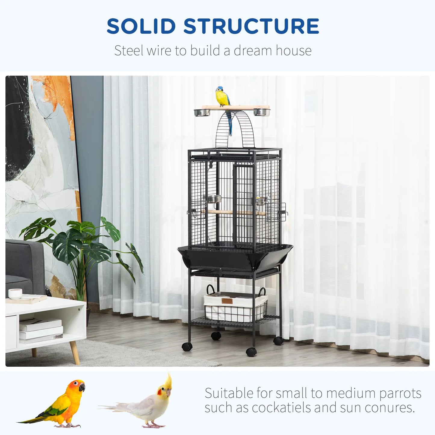 61.5 Inch Bird Cage for Cockatiel, Parakeet House with Stand, Play Top Bird Cages at Gallery Canada