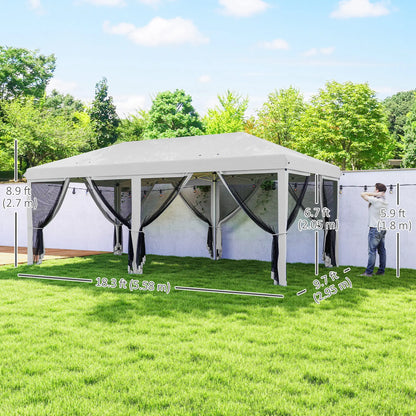 10' x 20' Pop Up Canopy Tent Gazebo, Removable Mesh Sidewall, White Pop Up Canopies at Gallery Canada