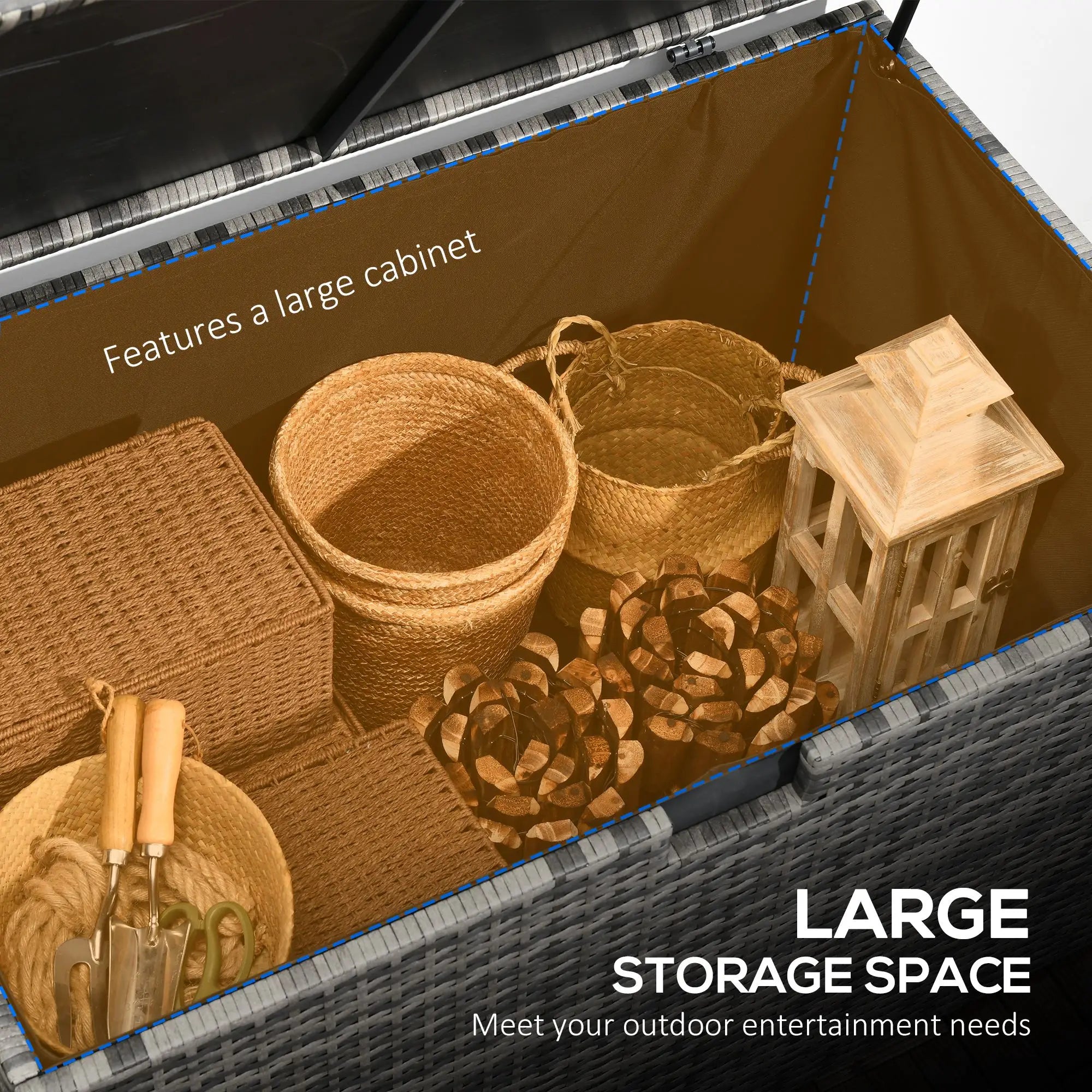113 Gallon Outdoor Storage Box, Rattan Deck Box, Grey Patio Storage Boxes at Gallery Canada