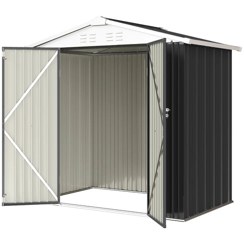 6.5' x 4' Metal Outdoor Storage Shed, Lockable Doors, 4 Vents, Dark Grey