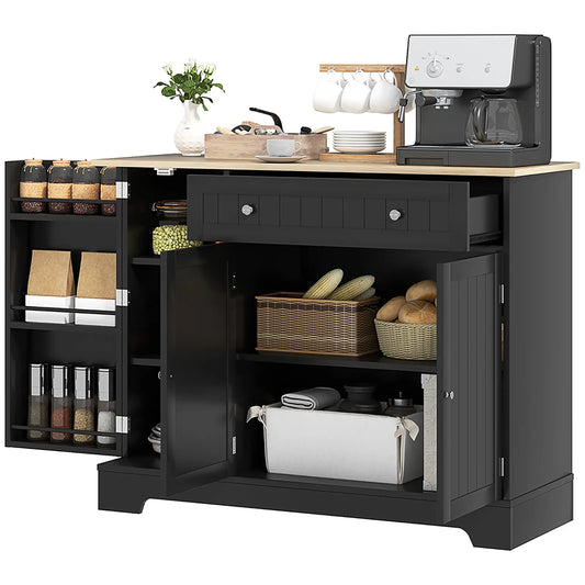 Modern Sideboard Cabinet, 41" Kitchen Buffet, 3 Doors, Black Bar Cabinets Black, Oak at Gallery Canada