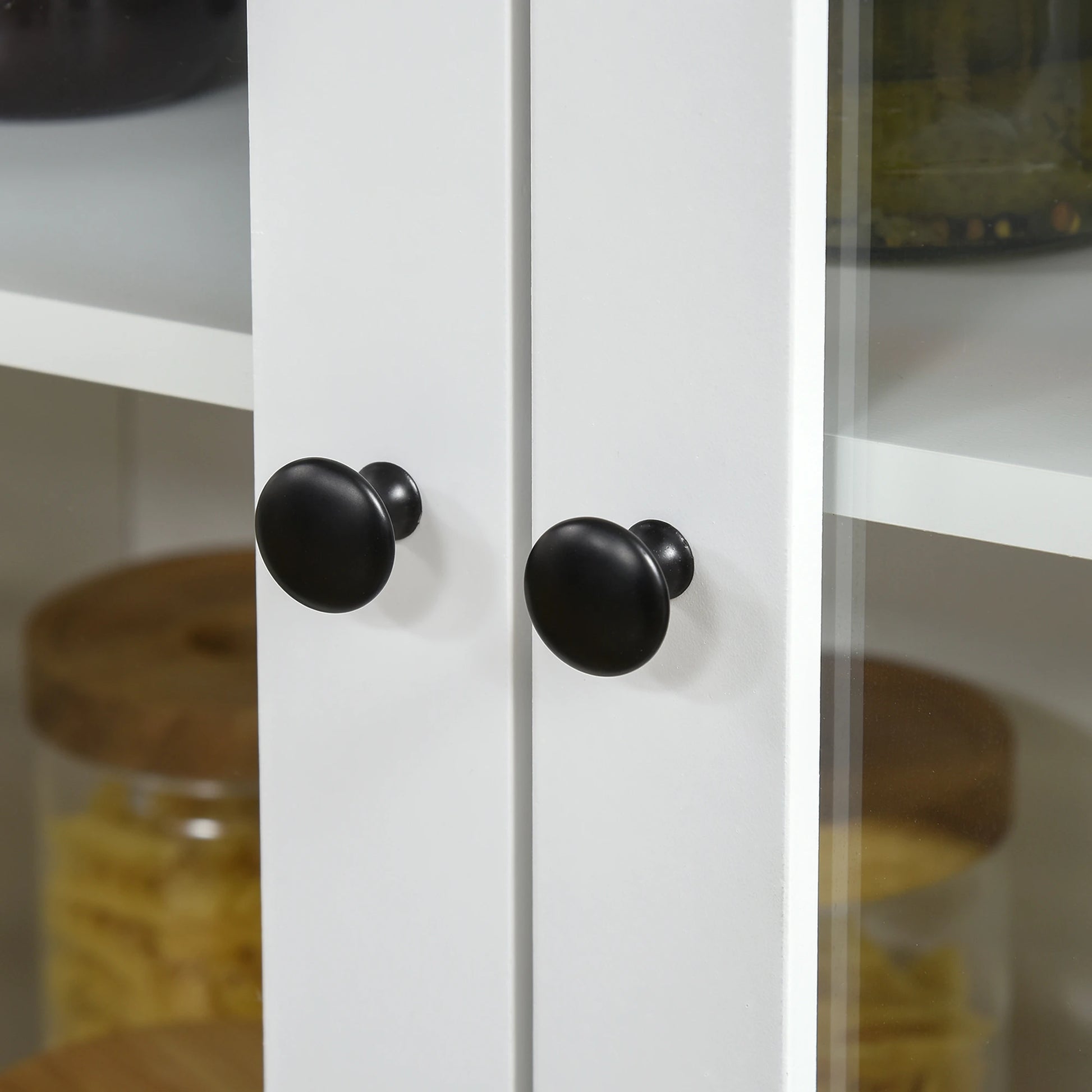 61" Kitchen Pantry Cabinet, Freestanding Farmhouse Style, White Kitchen Pantry Cabinets at Gallery Canada