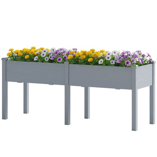 Wooden Raised Garden Bed With Legs, 72" x 23" x 30", Elevated Outdoor Planter Box Elevated Garden Beds Grey at Gallery Canada