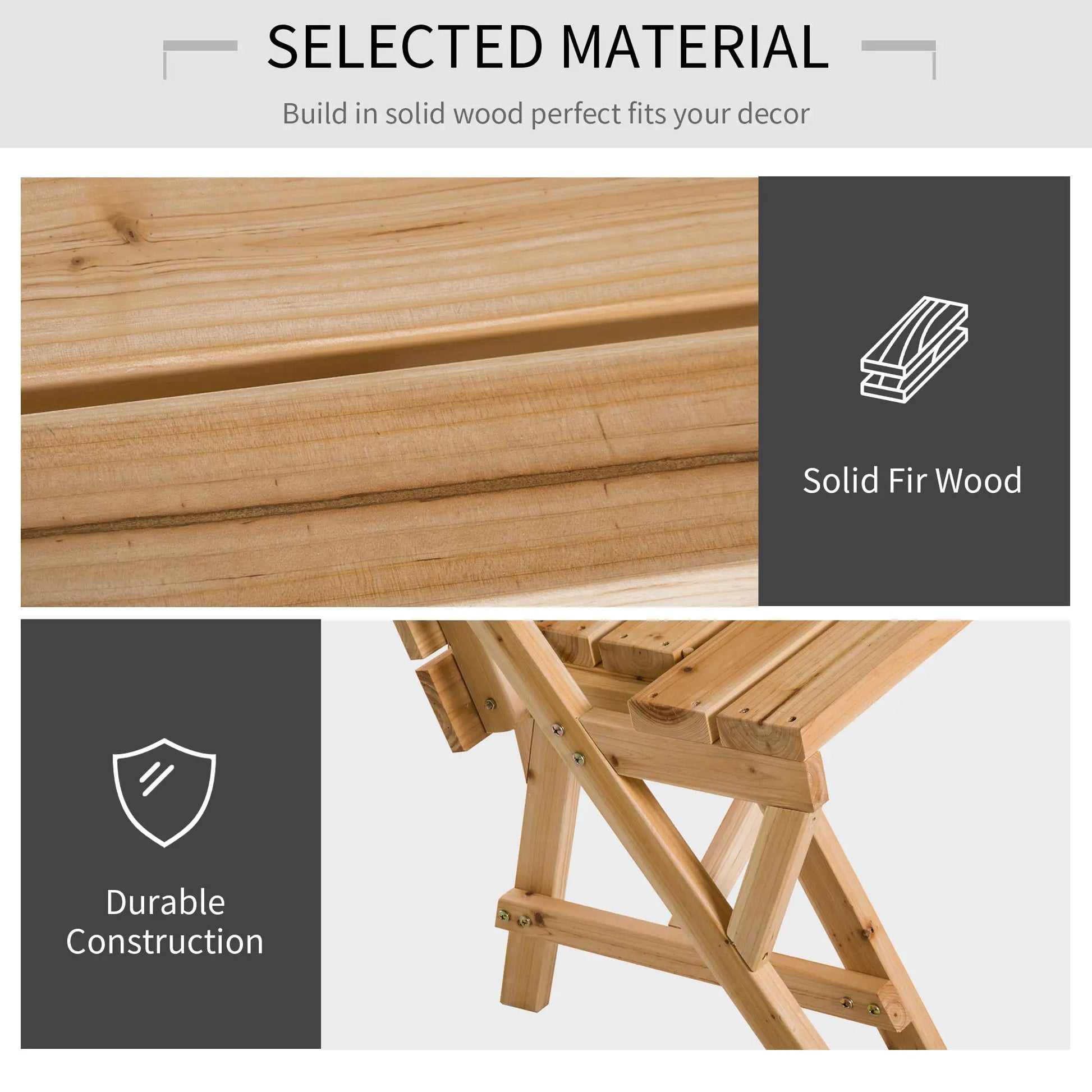 Wooden Folding Picnic Table with Benches, Outdoor Convertible Patio Garden Bench, Umbrella Hole Outdoor Dining Sets at Gallery Canada