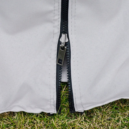 13' x 10' Outdoor Gazebo, 2-Tier Polyester Roof, Vented Mesh Sidewall, Aluminum Frame, Grey Gazebos at Gallery Canada