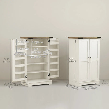 Farmhouse Kitchen Pantry Cabinet, Adjustable Shelves, White Cream Kitchen Pantry Cabinets at Gallery Canada