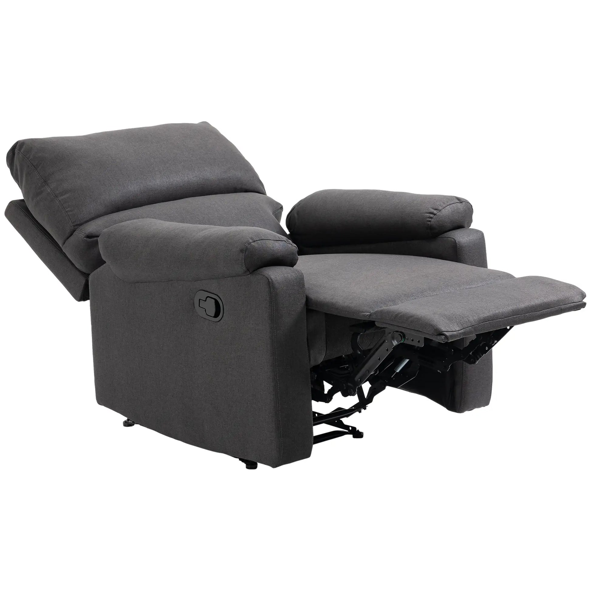 Manual Recliner Chair with Footrest, Padded Seat, Dark Grey Single Sofas at Gallery Canada