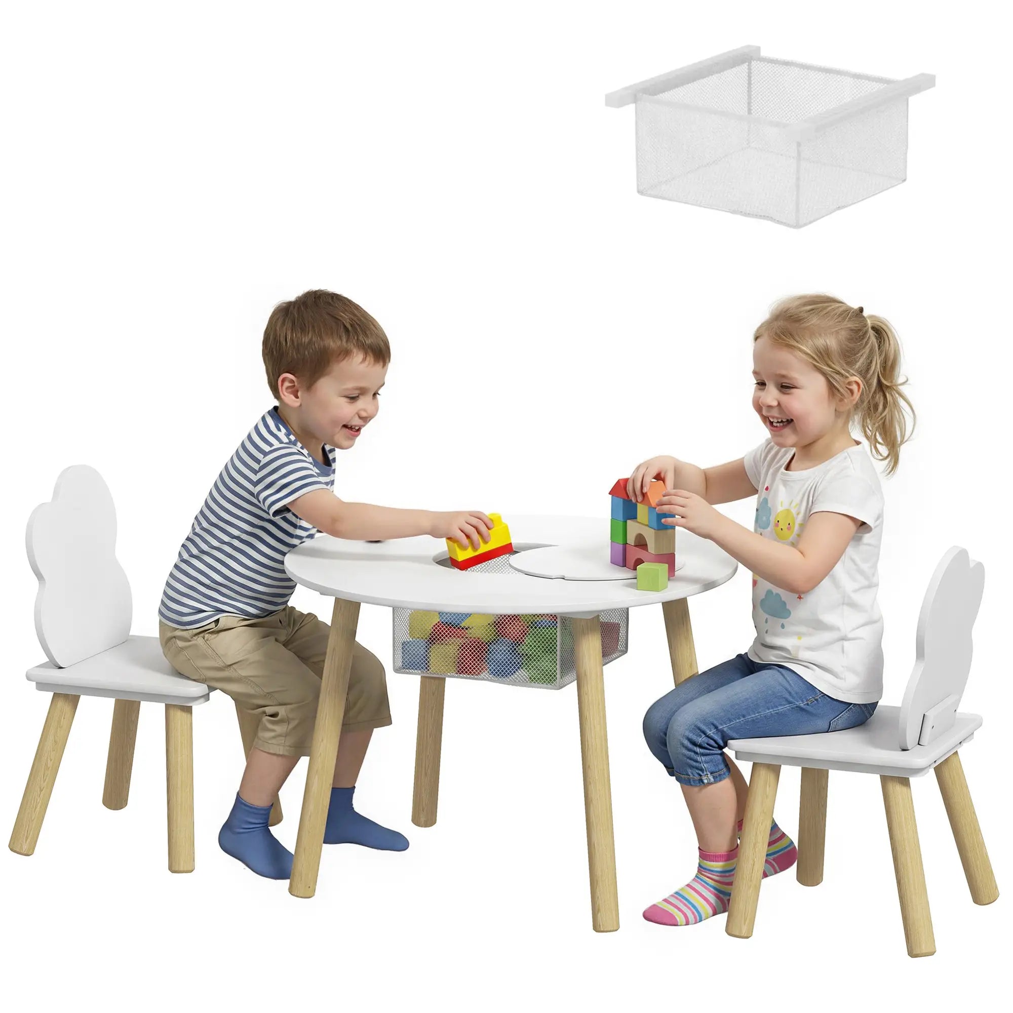 Kids Table and Chairs Set With Storage, White Kids Table Sets at Gallery Canada