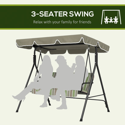 3-Seater Outdoor Porch Swing, Adjustable Canopy, Brown, Green Patio Swings with Stand at Gallery Canada