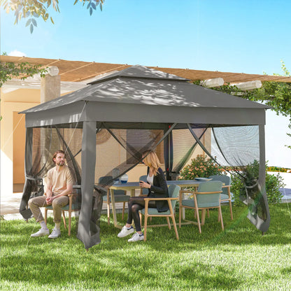 11' x 11' Pop Up Canopy, 2-Tier Soft Top Shelter, Dark Grey Pop Up Canopies at Gallery Canada