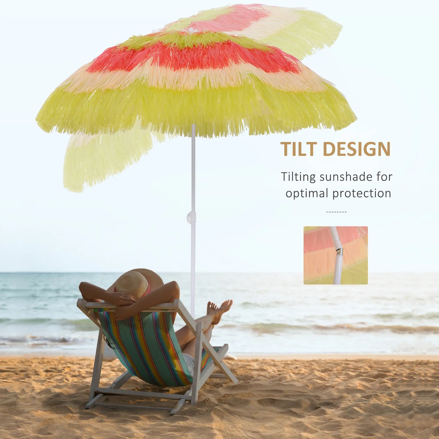 6FT Beach Umbrella, Tilt Sunshade, Adjustable Height, Multi-Color Beach Umbrellas at Gallery Canada