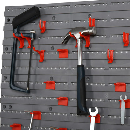54 Piece Plastic Pegboard Panels, Wall Mounted Garage Storage, 50 Hooks, Red Tool Organizers at Gallery Canada