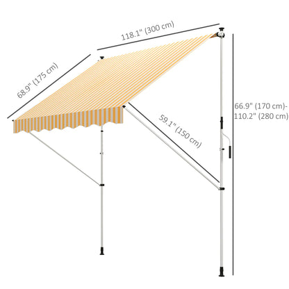 10x5ft Manual Retractable Awning, Sun Shade Canopy, Water Resistant, Yellow Door Awnings at Gallery Canada