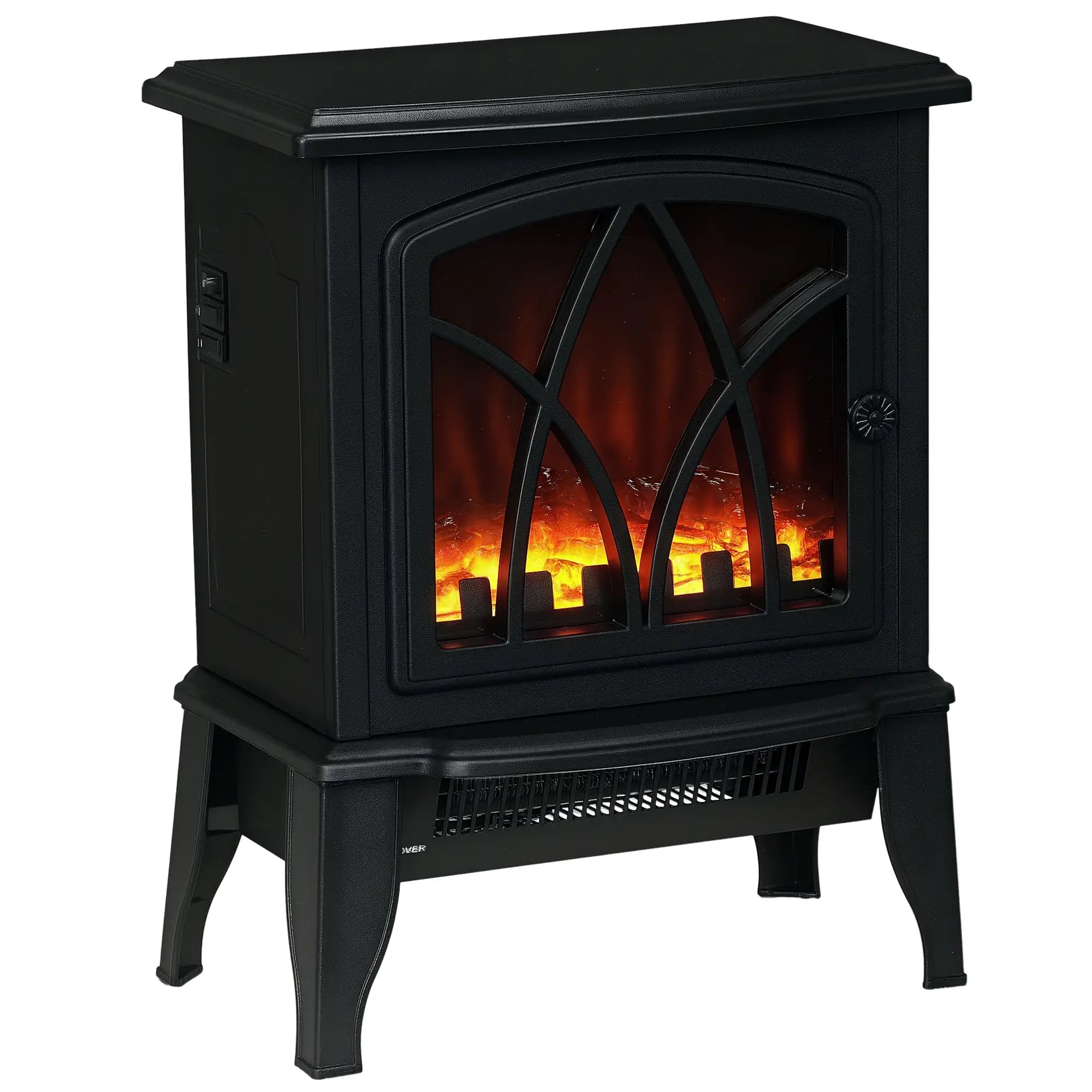 Electric Fireplace Heater, Freestanding Stove, Realistic Flame, Overheat Protection, 750W/1500W, Black Electric Fireplaces at Gallery Canada