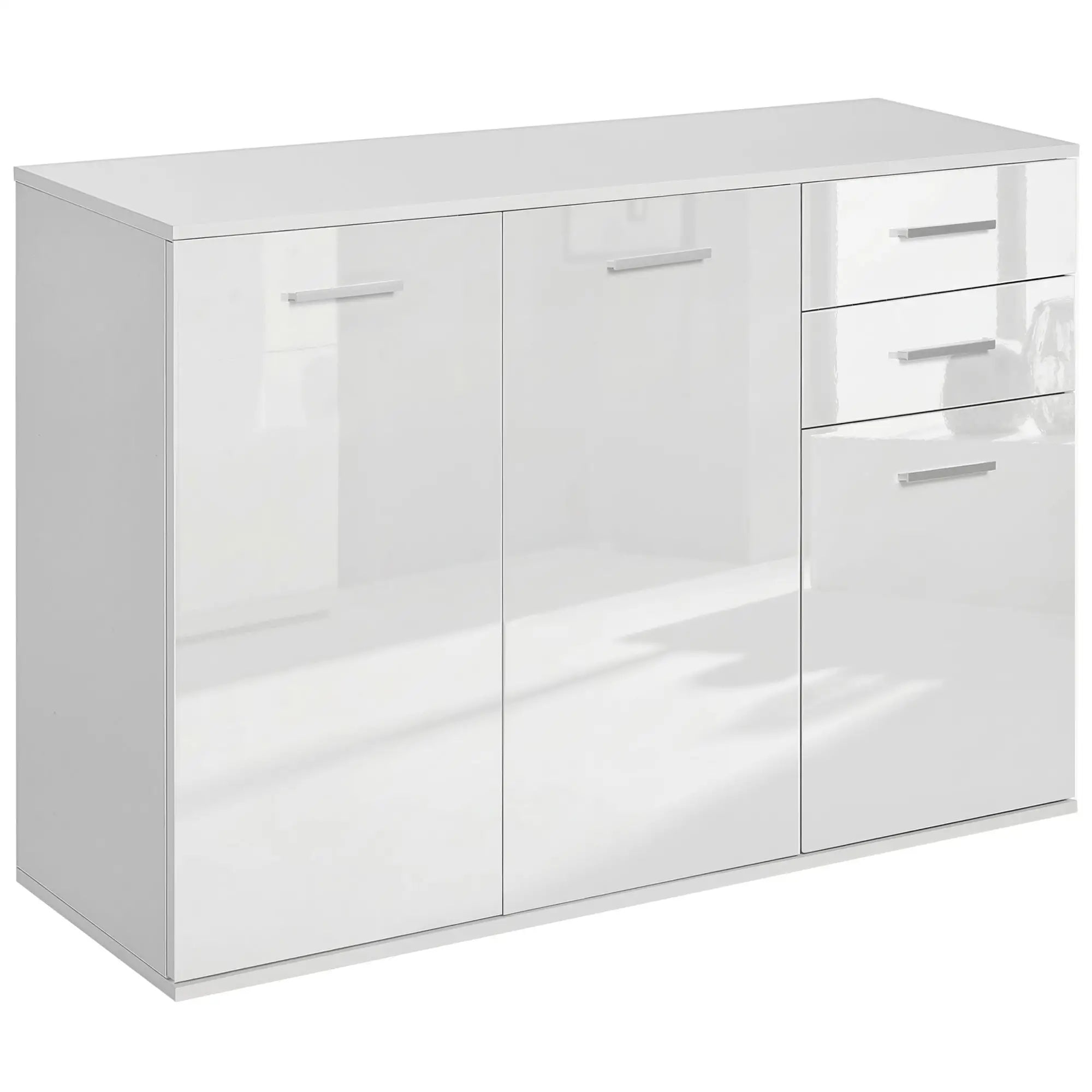 High Gloss Sideboard, 2 Drawers, 3 Doors, Adjustable Shelf, White Bar Cabinets at Gallery Canada