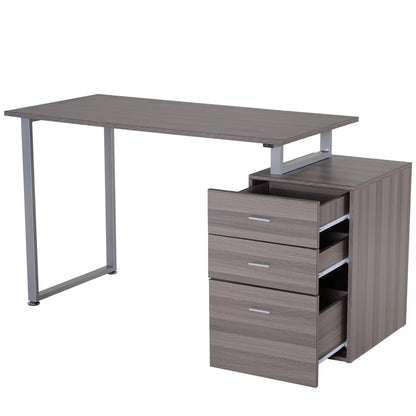 47" Computer Desk With 3 Drawers, Dark Wood Grain Writing Desks at Gallery Canada