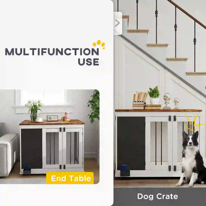39" Dog Crate Furniture, Side End Table, Large Dogs, Blackboard, 3 Doors, White Houses, Kennels & Pens at Gallery Canada