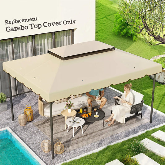 13' x 10' Gazebo Replacement Canopy, Double Vented Roof, Beige Gazebo Canopy Replacement Beige at Gallery Canada