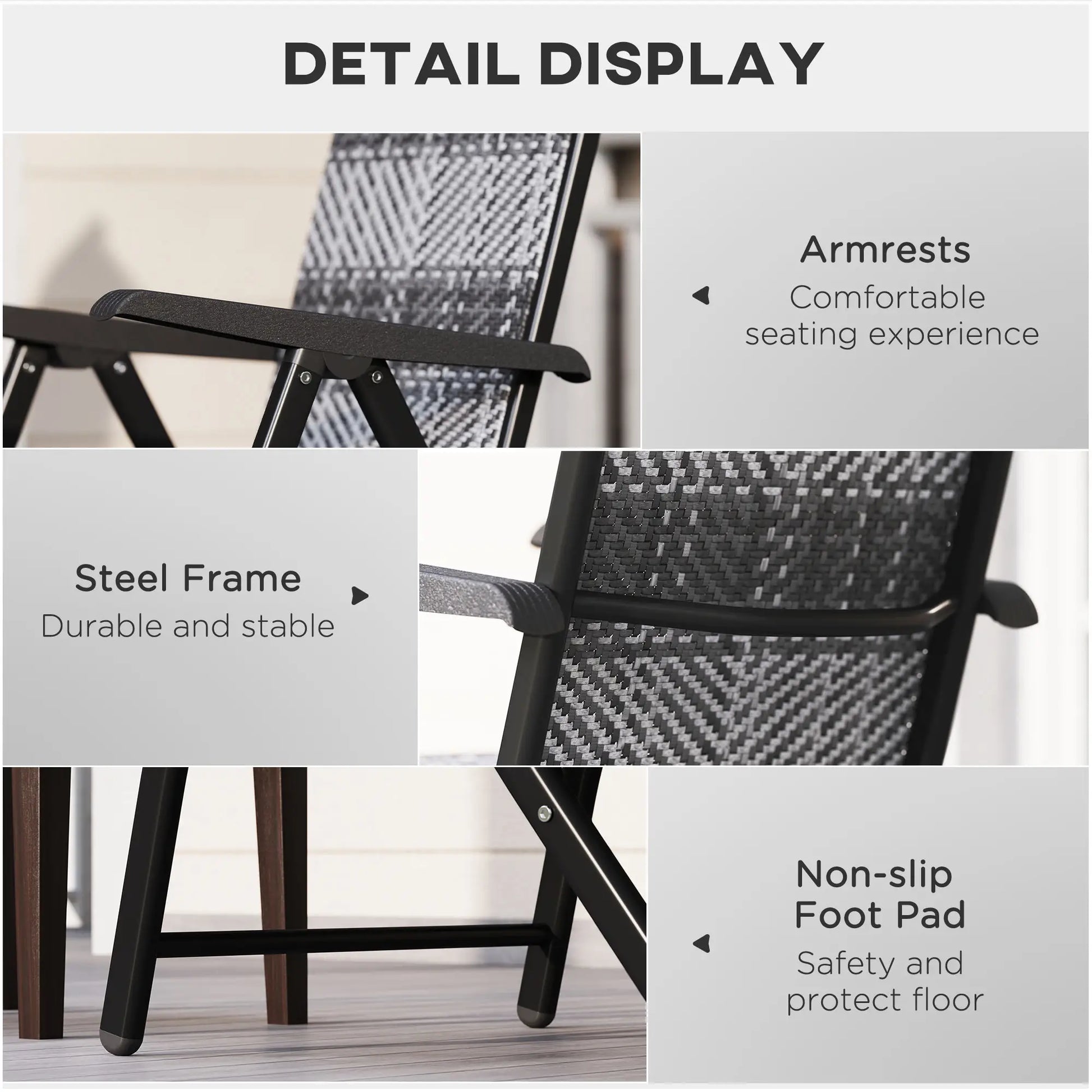 2PCs Outdoor Wicker Folding Chairs, Adjustable Backrest, Mixed Grey, Grey Patio Chairs at Gallery Canada