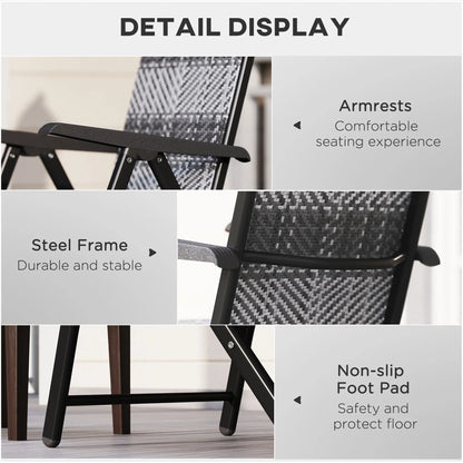 2PCs Outdoor Wicker Folding Chairs, Adjustable Backrest, Mixed Grey, Grey Patio Chairs at Gallery Canada