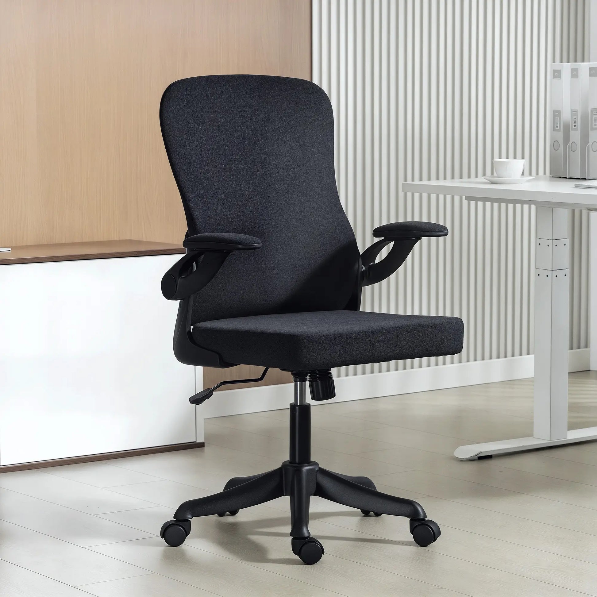 Ergonomic Office Chair, Adjustable Lumbar Support, Flip Up Armrests, Black Task Chairs at Gallery Canada
