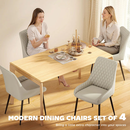 Upholstered Kitchen Chairs Set of 4, Diamond Tufting, Steel Legs, Khaki Dining Chairs at Gallery Canada