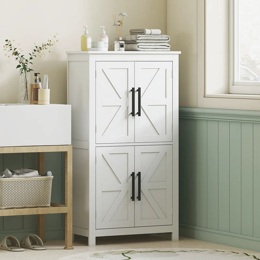 Farmhouse Bathroom Storage Cabinet, Adjustable Shelf, White Bathroom Cabinets White at Gallery Canada