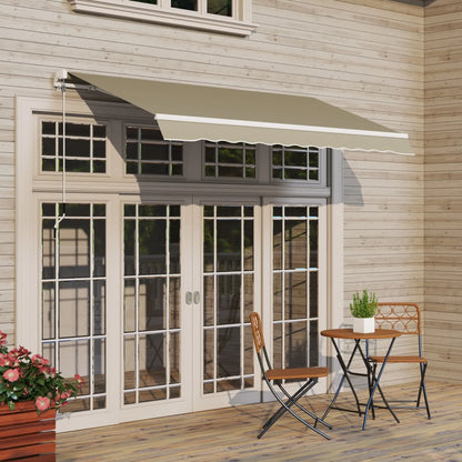 8'x7' Manual Retractable Patio Awning, Sun Shade Canopy, Khaki Deck Awnings at Gallery Canada