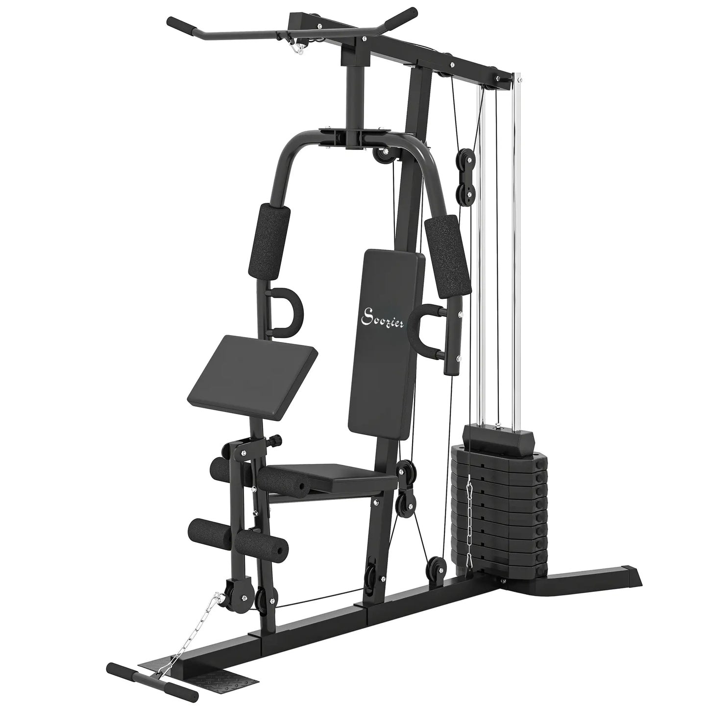 Multi-Exercise Home Gym Station with 99lbs Weight Stack, for Full Body Workout Power Towers Black at Gallery Canada