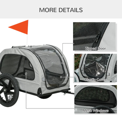 Dog Bike Trailer, Mesh Windows, Safety Leash, Flag, Medium Dogs, Light Grey Dog Bike Trailers & Strollers at Gallery Canada