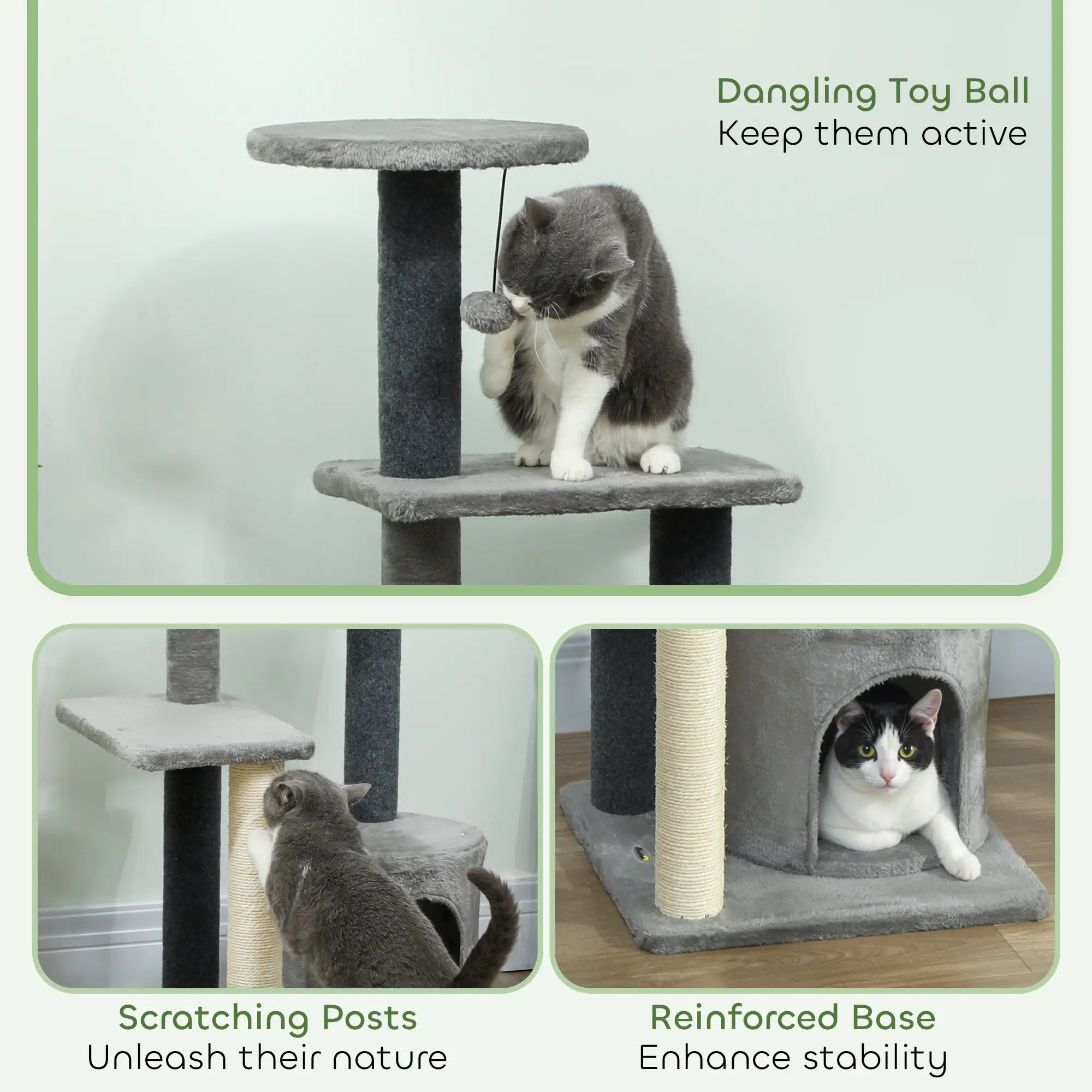 Cat Tree Tower, Multi-Level, Sisal Scratching Post, Large 41