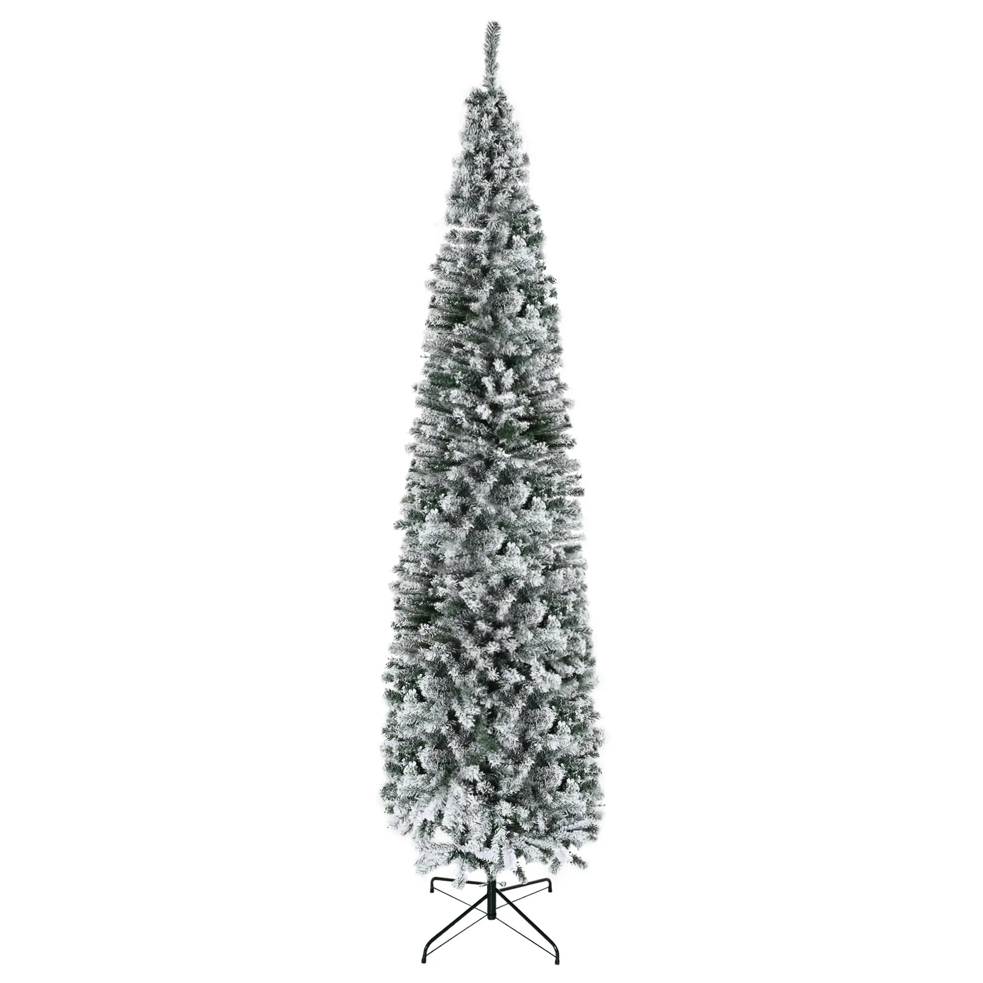 9ft Flocked Pencil Christmas Tree, Realistic Branch Tips, Green Pencil Christmas Trees Green at Gallery Canada