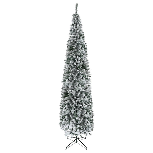 9ft Flocked Pencil Christmas Tree, Realistic Branch Tips, Green Pencil Christmas Trees Green at Gallery Canada