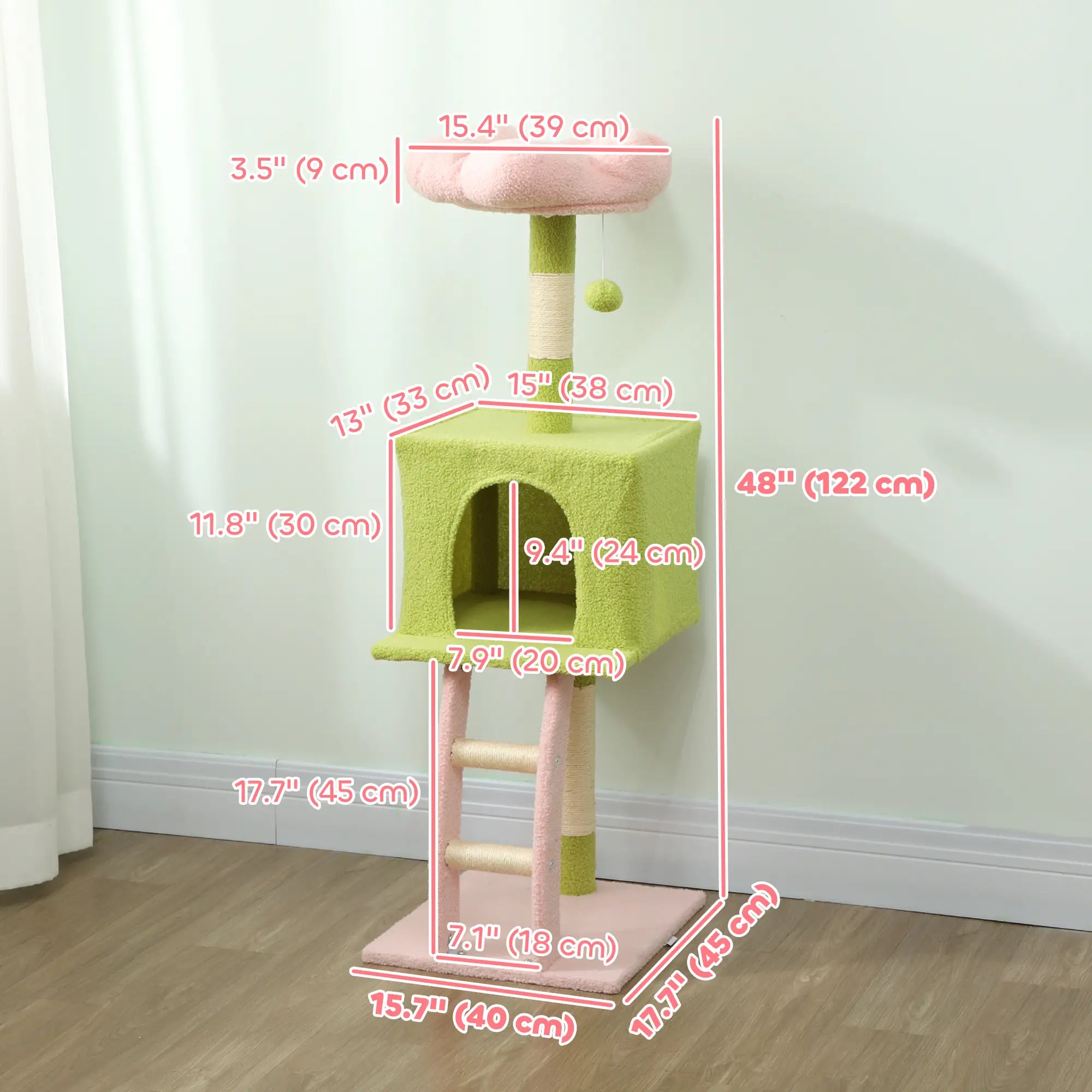 48 Inch Flower Cat Tree, Scratching Post, Cozy Bed, Condo, Green Cat Towers at Gallery Canada