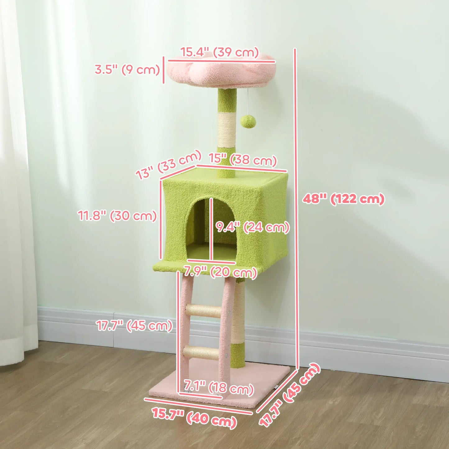 48 Inch Flower Cat Tree, Scratching Post, Cozy Bed, Condo, Green Cat Towers at Gallery Canada