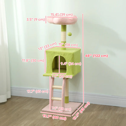 48 Inch Flower Cat Tree, Scratching Post, Cozy Bed, Condo, Green Cat Towers at Gallery Canada