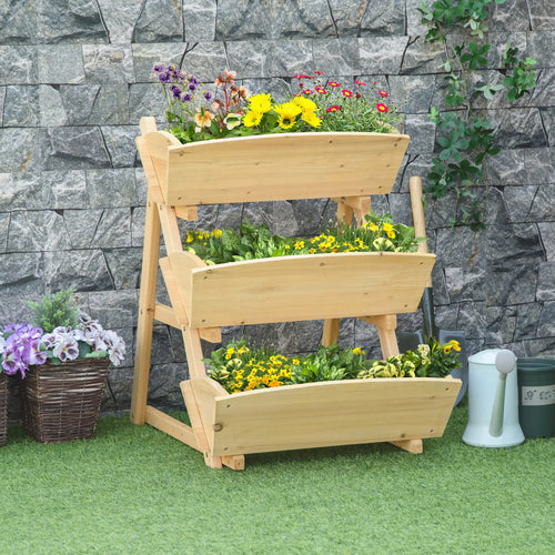 3 Tier Raised Garden Bed, Wooden Elevated Planter Box Kit
