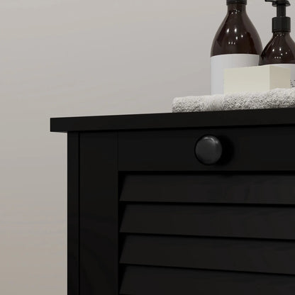 Tilt Out Laundry Cabinet, 2 Baskets, 2 Louvered Doors, Black Bathroom Cabinets at Gallery Canada