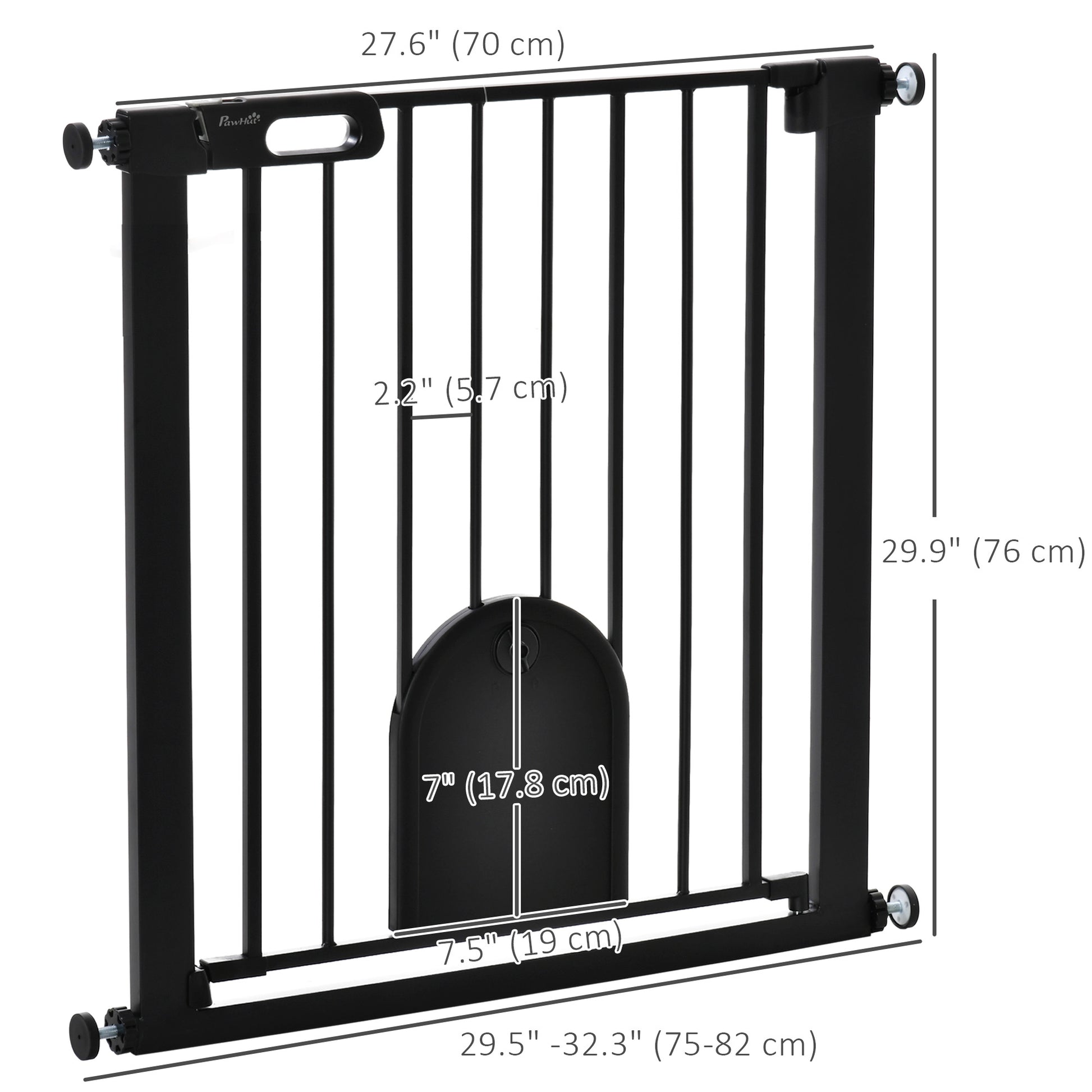 30"-32" Extra Wide Pet Gate Barrier with Small Door, Black at Gallery Canada