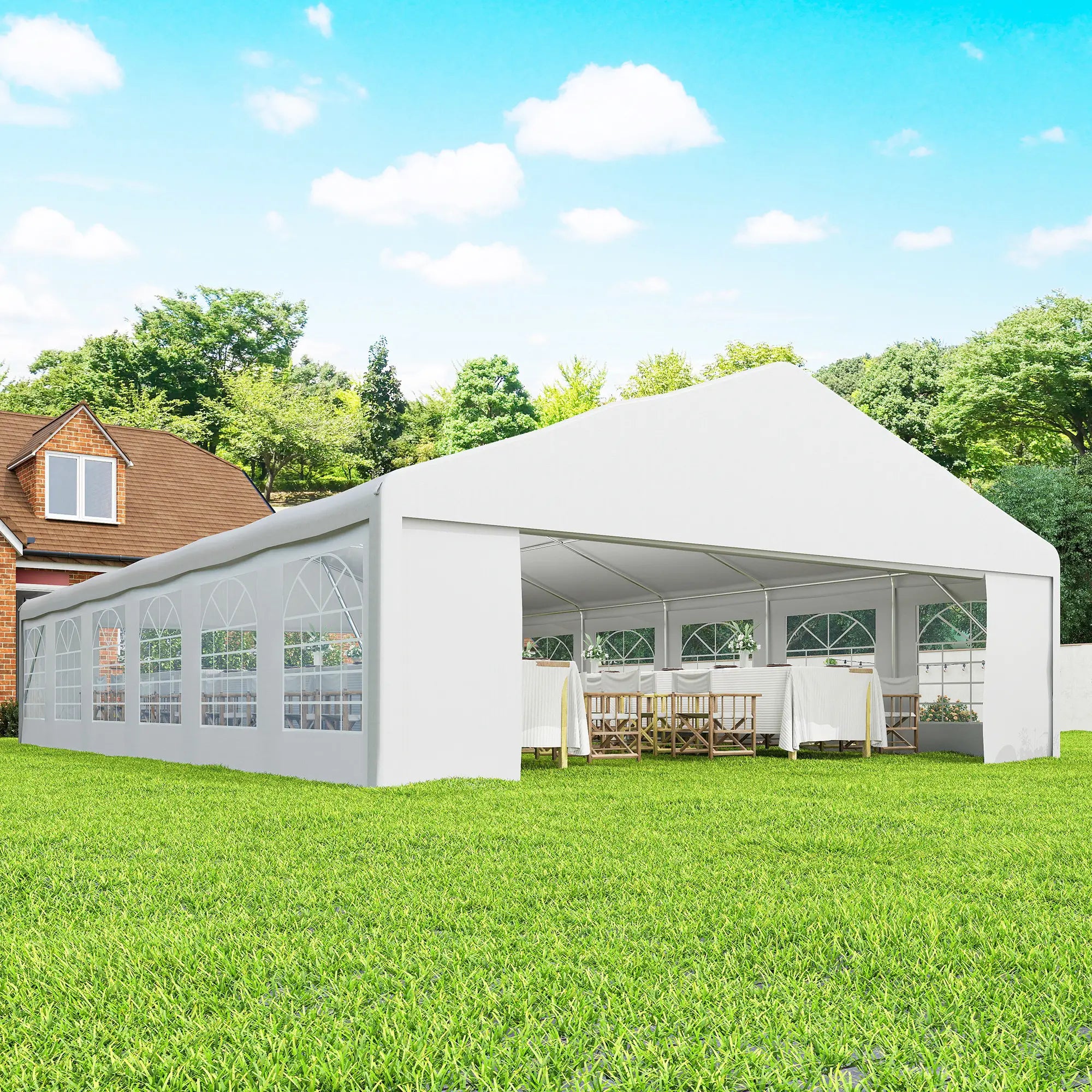 23' x 39' Party Tent, Heavy Duty Outdoor Canopy Shelter, White Canopy Tents at Gallery Canada