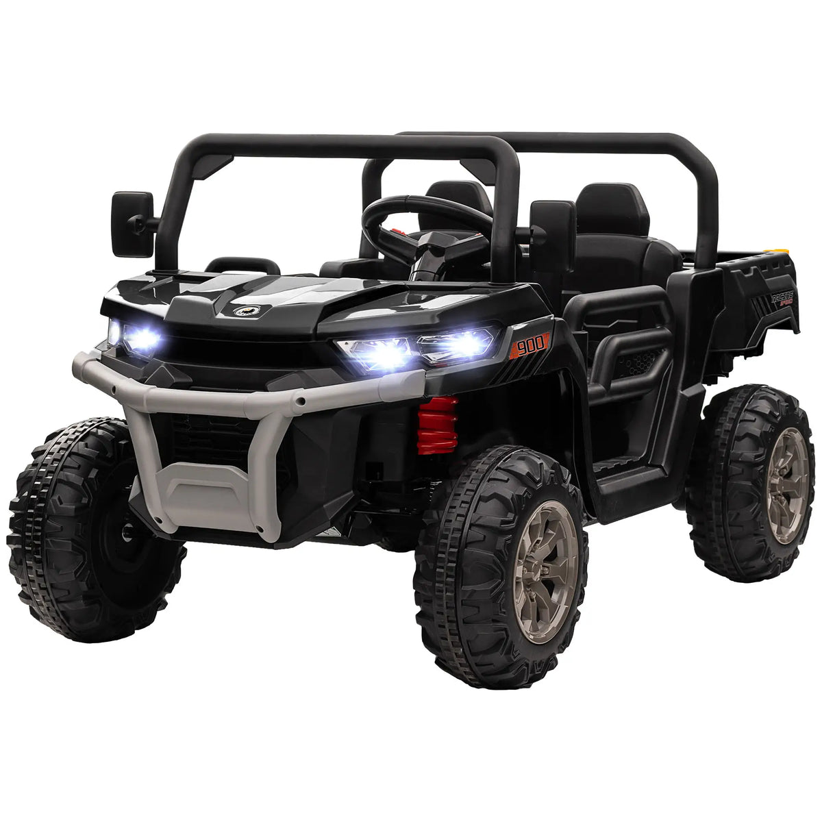 12V Ride On Car, Two-Seater, Electric Bucket, Shovel, Remote Control, Black Electric Toy Cars Black at Gallery Canada