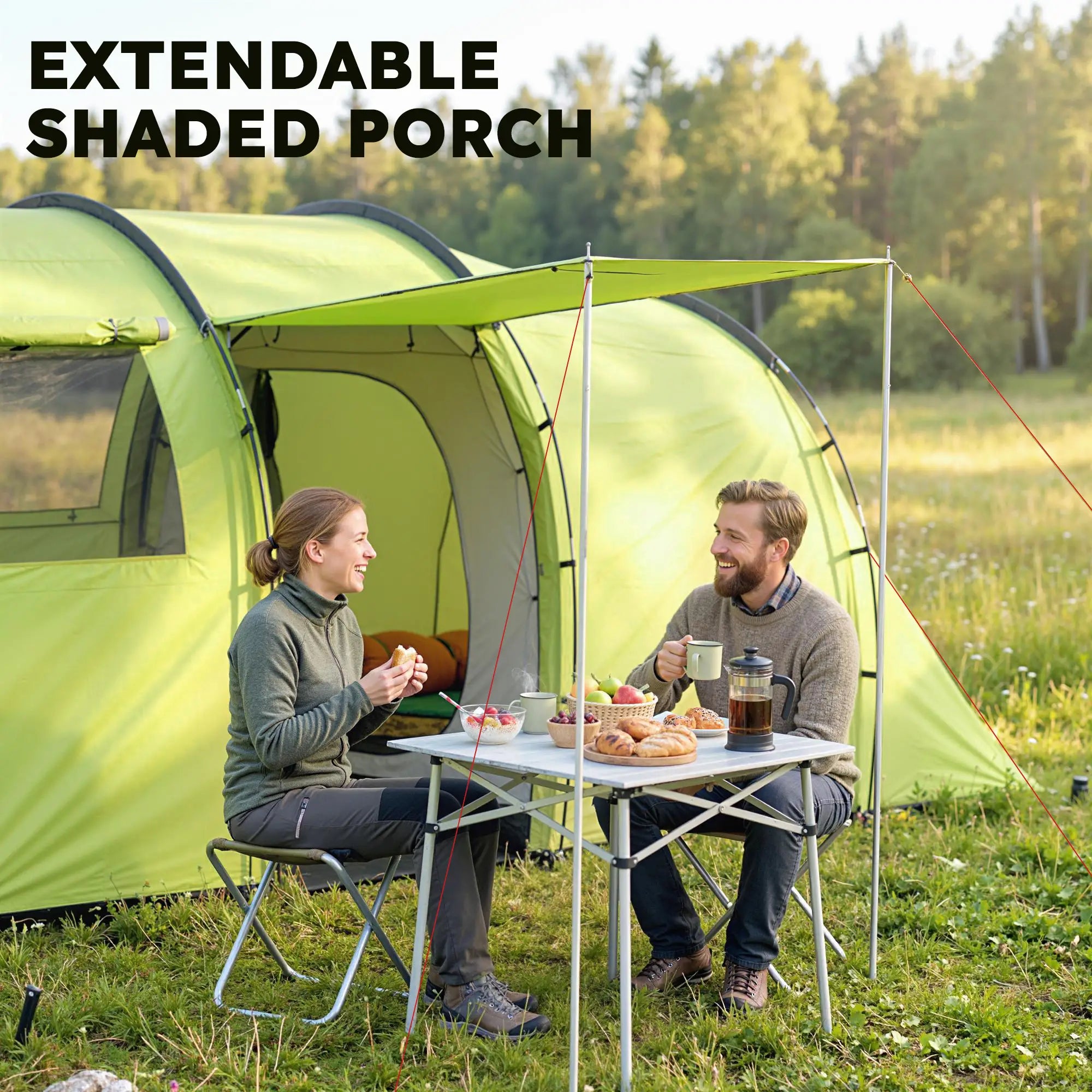 6 Person Camping Tent With Porch, 2 Bedroom Living Room, Light Green Camping Tents at Gallery Canada