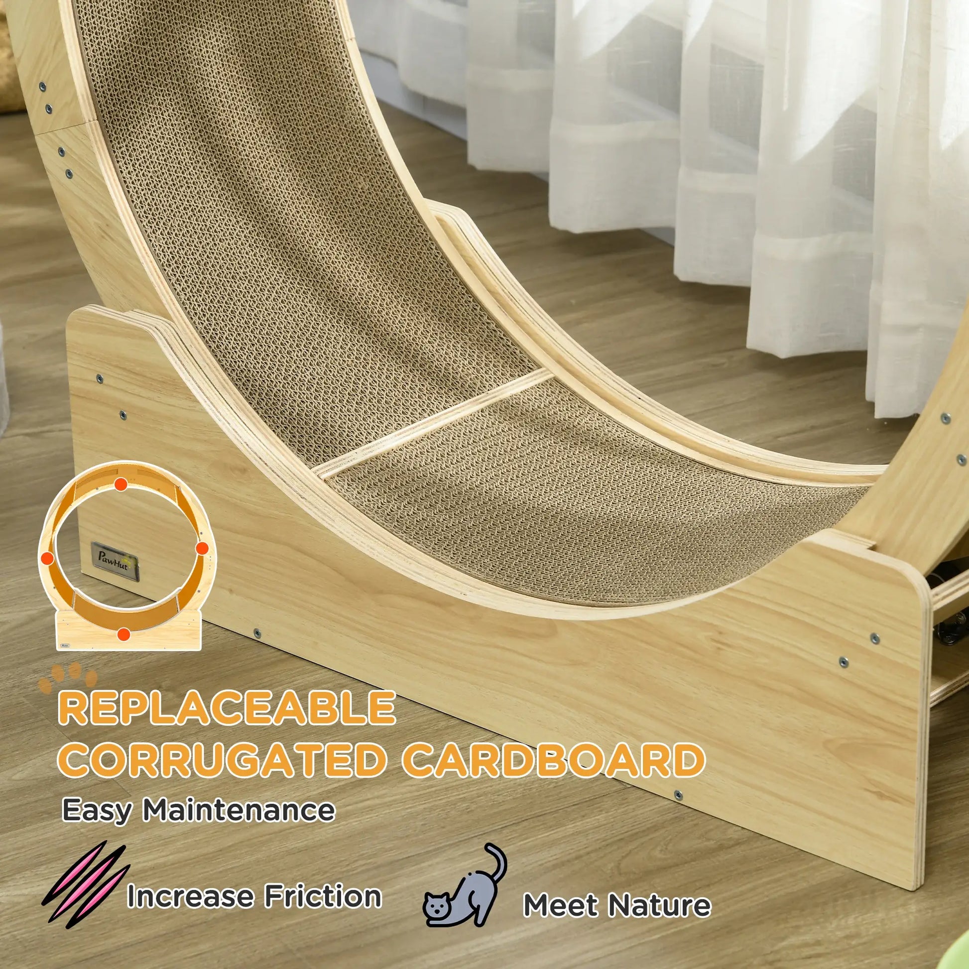 36" Cat Wheel, Indoor, Brake, Scratching Pads, Oak Cat Trees at Gallery Canada