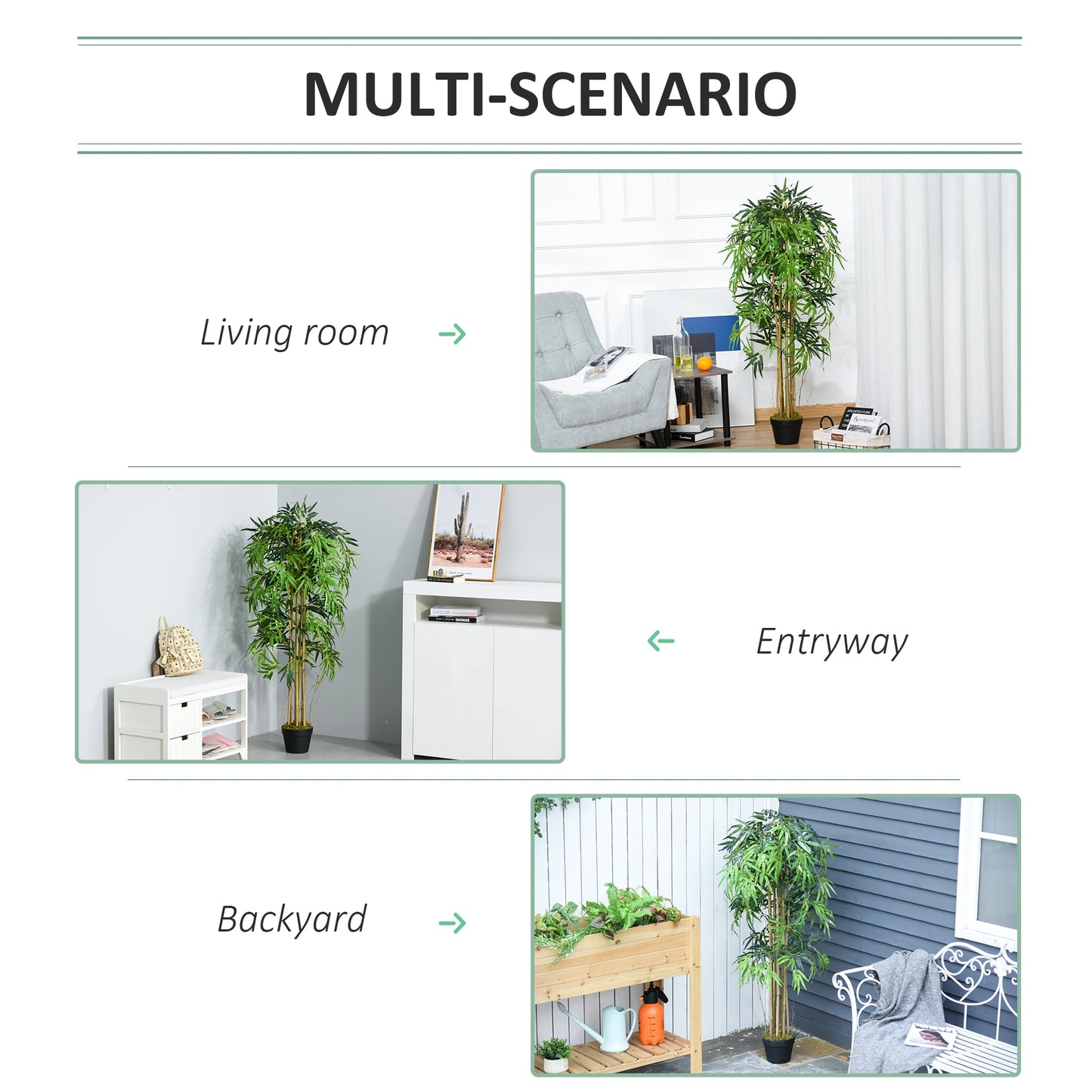 5FT Artificial Bamboo Tree, Fake Plant with 1095 Leaves, Greenery Plant in Nursery Pot for Indoor and Outdoor, Green Artificial Trees at Gallery Canada