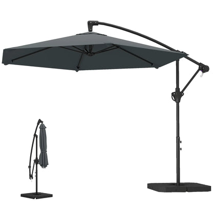 9.7 ft Offset Patio Umbrella, Water Sand Fillable Weights, Dark Grey Offset Cantilever Umbrellas Dark Grey at Gallery Canada
