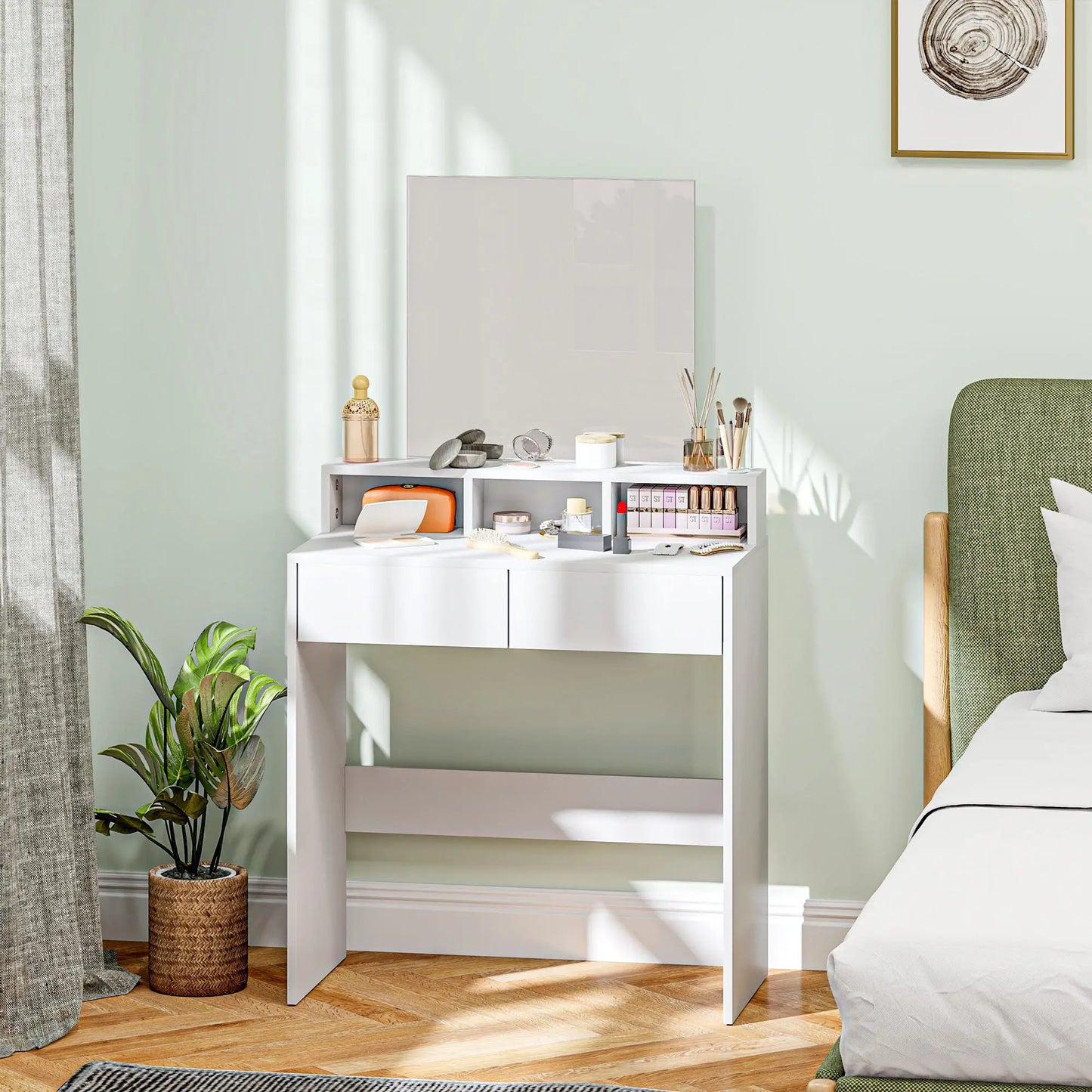 Modern Makeup Vanity Desk with Mirror, Drawers, White Dressing & Vanity Tables at Gallery Canada