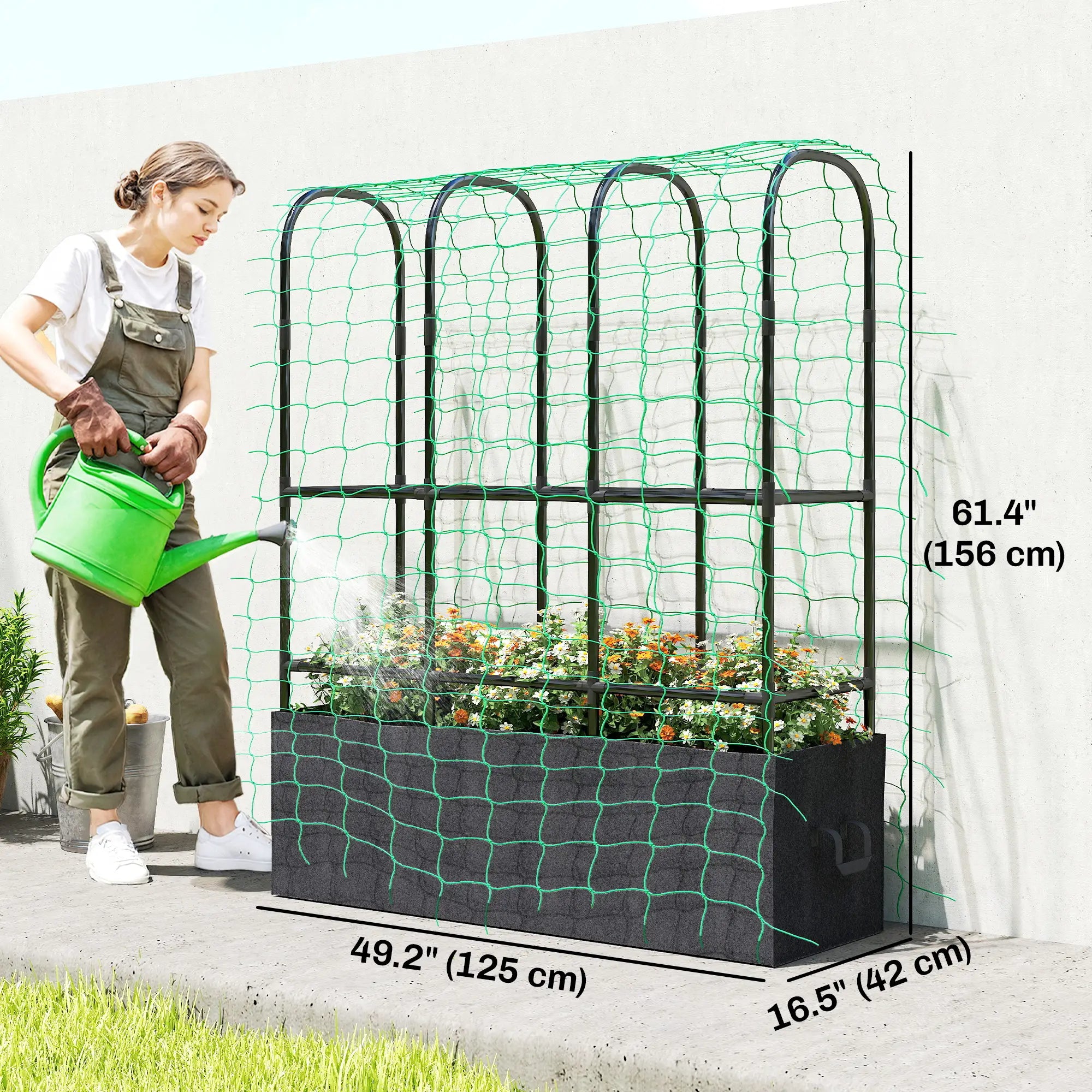 Raised Garden Bed With Trellis, Tomato Cage, 52.8 Gal Grow Bag Raised Garden Beds at Gallery Canada
