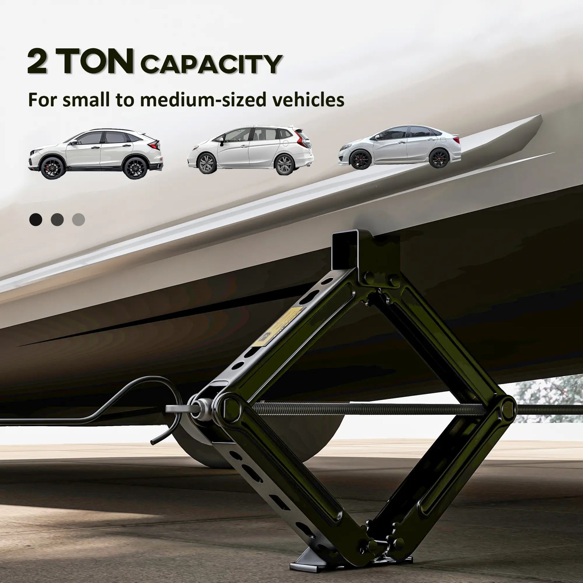 Steel Car Jack, Portable Scissor Jack, 2 Ton (4400 lbs), Black Automotive at Gallery Canada