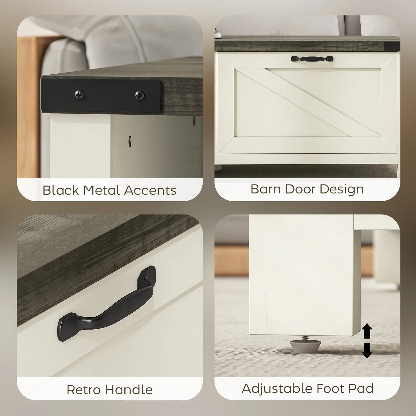 Farmhouse Coffee Table with Drawer, Open Shelf, Distressed White Coffee Tables at Gallery Canada