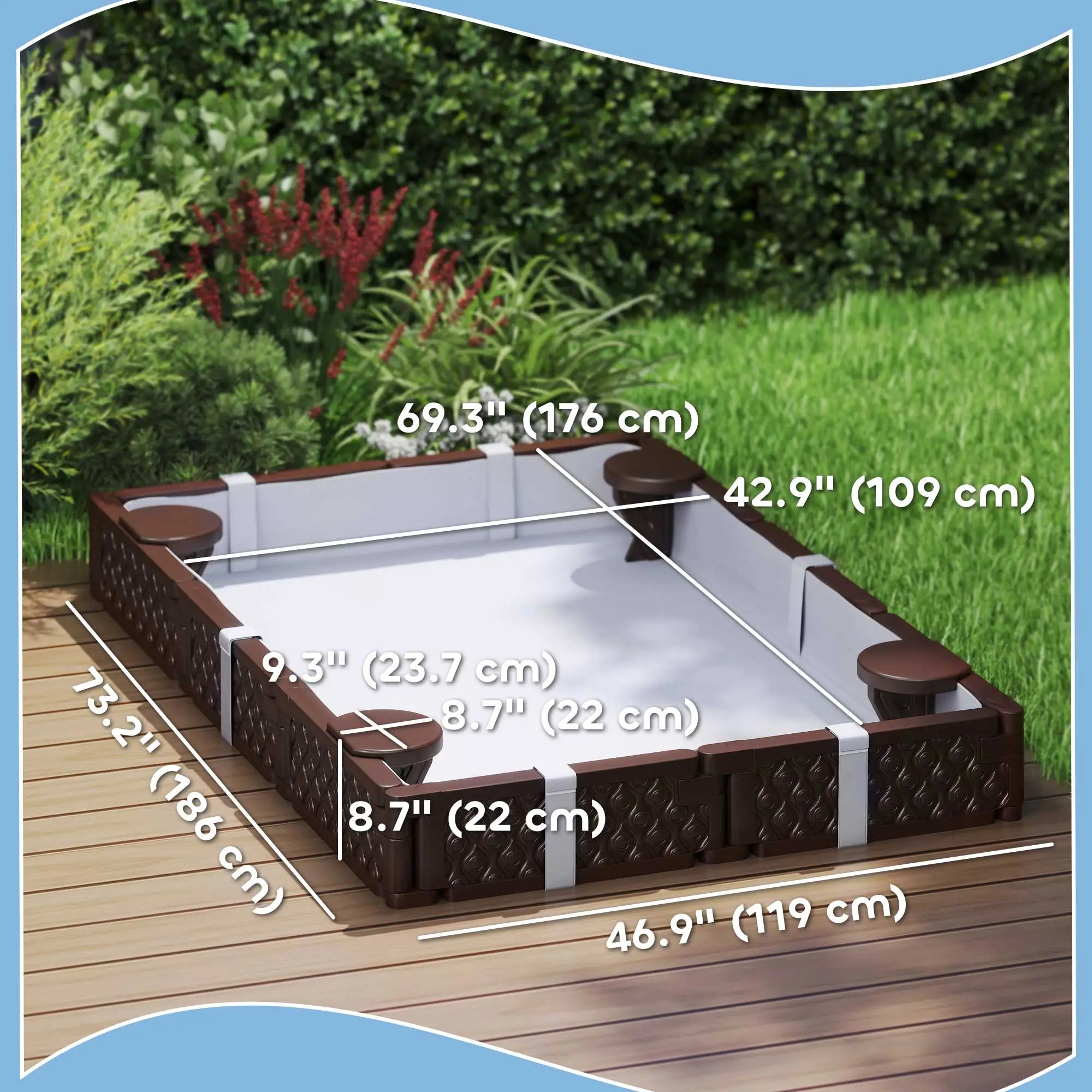 Kids Sandbox With Cover, 4 Corner Seats, 73